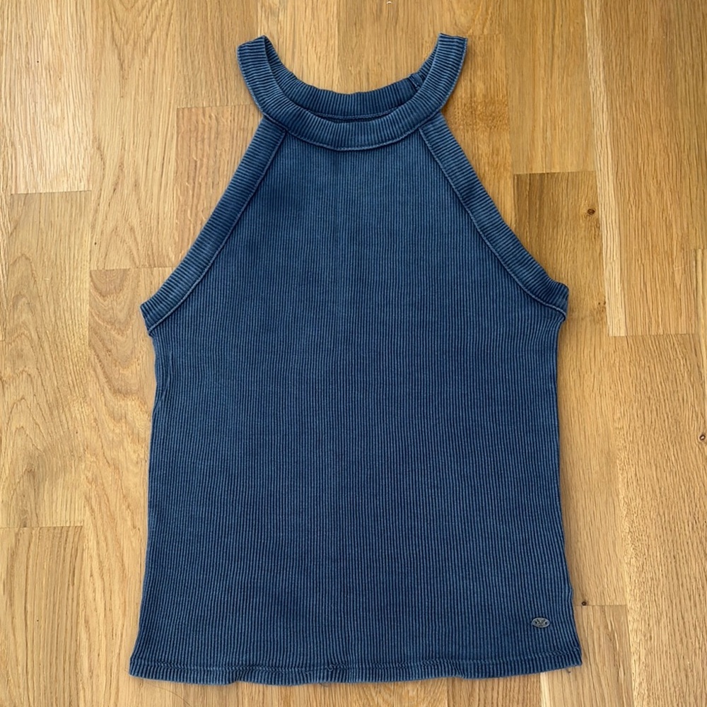 AMERICAN EAGLE Blue Fitted Sleeveless Tank Top